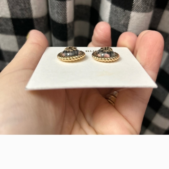 TORY BURCH ROPE LOGO STUD EARINGS - Picture 4 of 4